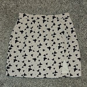 Black and White Butterfly Print Skirt